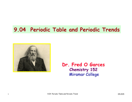 9.04 Periodic Table and Periodic Trends