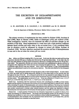 The Excretion of Dexamphetamine and Its Derivatives