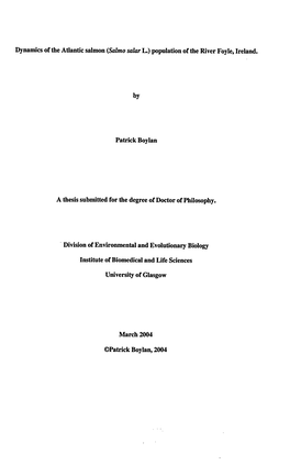 Dynamics of the Atlantic Salmon (Salmosalar L