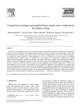 Comparison of Pelagic and Nepheloid Layer Marine Snow: Implications for Carbon Cycling