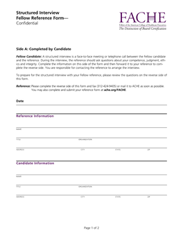 Structured Interview Fellow Reference Form—