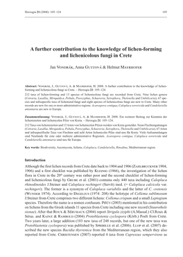 A Further Contribution to the Knowledge of Lichen-Forming and Lichenicolous Fungi in Crete