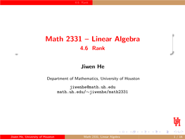 Math 2331 – Linear Algebra 4.6 Rank