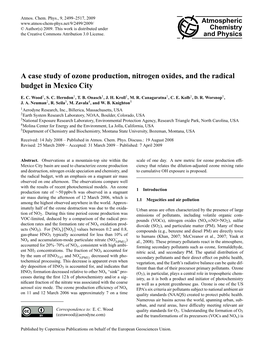 A Case Study of Ozone Production, Nitrogen Oxides, and the Radical Budget in Mexico City