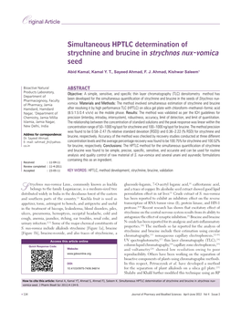 Simultaneous HPTLC Determination of Strychnine and Brucine in Strychnos Nux-Vomica Seed