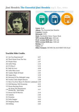 Jimi Hendrix the Essential Jimi Hendrix Mp3, Flac, Wma