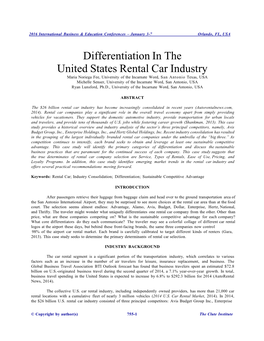 Differentiation in the United States Rental Car Industry