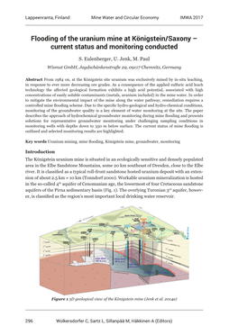 Flooding of the Uranium Mine at Königstein/Saxony – Current Status and Monitoring Conducted