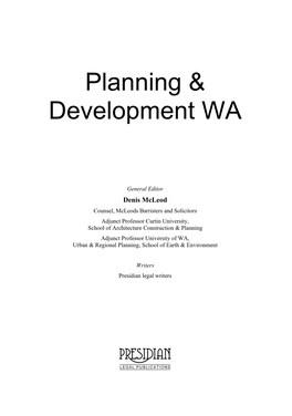 Planning & Development WA