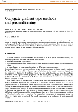 Conjugate Gradient Type Methods and Preconditioning