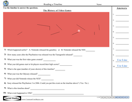 Reading a Timeline Name: Use the Timeline to Answer the Questions