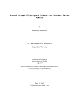 Stomach Analysis of Top Aquatic Predators in a Headwater Stream Network