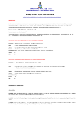 Weekly Weather Report for Maharashtra