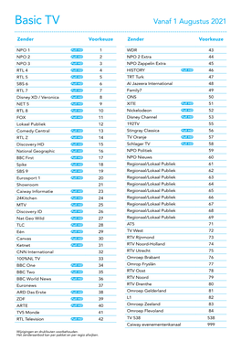 Basic TV Vanaf 1 Augustus 2021