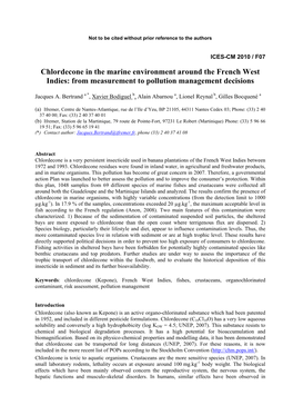 Chlordecone in the Marine Environment Around the French West Indies: from Measurement to Pollution Management Decisions