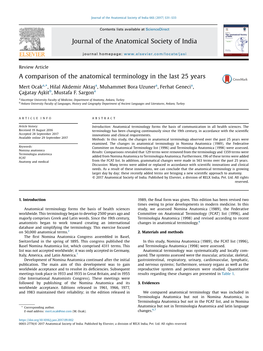 A Comparison of the Anatomical Terminology in the Last 25 Years