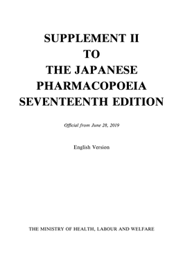 Supplement Ii to the Japanese Pharmacopoeia Seventeenth Edition