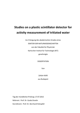 Studies on a Plastic Scintillator Detector for Activity Measurement Of