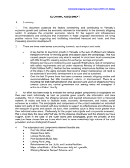 Vanuatu’S Economic Growth and Outlines the Economic Rationale for Intervention in the Domestic Shipping Sector