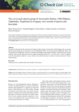 Curvicauda Species Group of Anastrepha Schiner, 1868 (Diptera, Tephritidae, Trypetinae) in Uruguay: New Records of Species and Host Plant