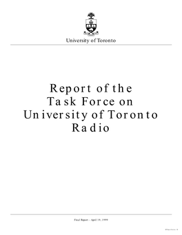 Report of the Task Force on University of Toronto Radio
