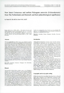 New Latest Cretaceous and Earliest Paleogene Asteroids (Echinodermata) from the Netherlands and Denmark and Their Palaeobiological Significance