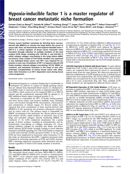 Hypoxia-Inducible Factor 1 Is a Master Regulator of Breast Cancer Metastatic Niche Formation