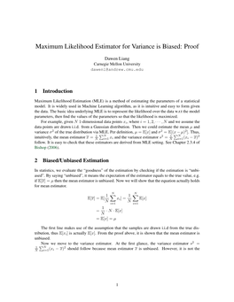 Maximum Likelihood Estimator for Variance Is Biased: Proof