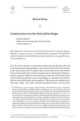 Review Essay Controversies Over the Soul and Its Origin