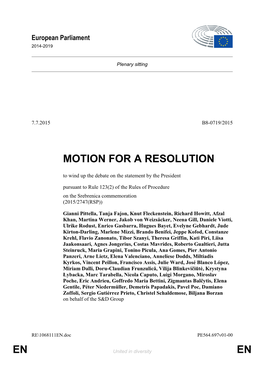 En En Motion for a Resolution