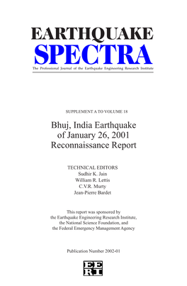 Bhuj, India Earthquake of January 26, 2001 Reconnaissance Report