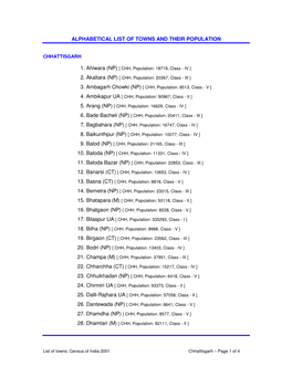 Alphabetical List of Towns and Their Population