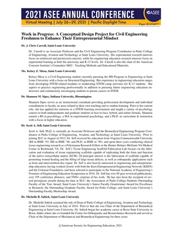 Work in Progress: a Conceptual Design Project for Civil Engineering Freshmen to Enhance Their Entrepreneurial Mindset