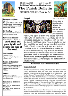 The Parish Bulletin PENTECOST SUNDAY Yr B/1