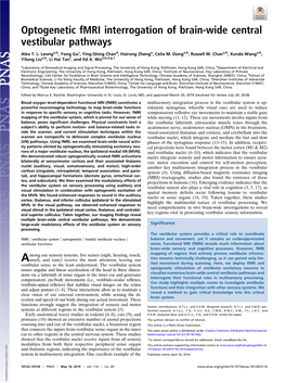 Optogenetic Fmri Interrogation of Brain-Wide Central Vestibular Pathways