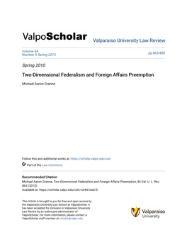 Two-Dimensional Federalism and Foreign Affairs Preemption