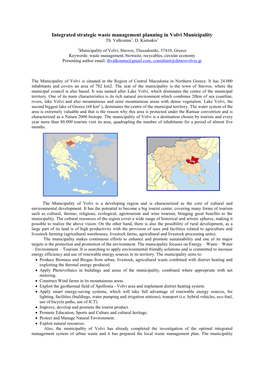 Integrated Strategic Waste Management Planning in Volvi Municipality Th