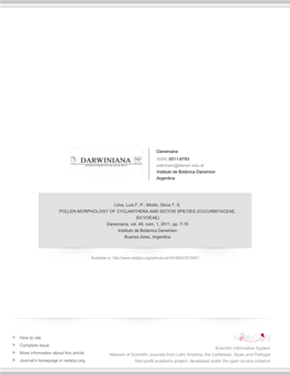 Redalyc.POLLEN MORPHOLOGY of CYCLANTHERA and SICYOS SPECIES (CUCURBITACEAE, SICYOEAE)