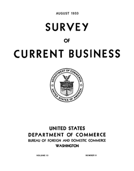 SURVEY of CURRENT BUSINESS August 1933 Comparison of Principal Data, 1929 to 1933