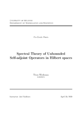 Spectral Theory of Unbounded Self-Adjoint Operators in Hilbert Spaces