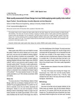 Water Quality Assessment of Lower Ganga River Near Haldia Applying