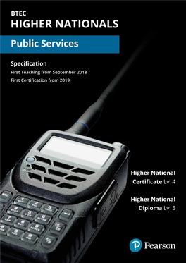 Pearson BTEC Higher National Qualifications in Public Services