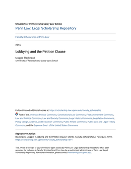 Lobbying and the Petition Clause