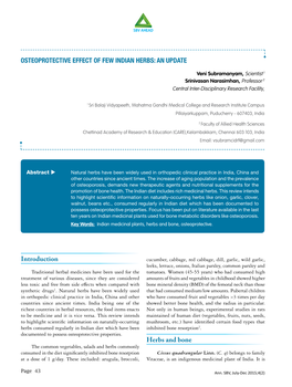 Osteoprotective Effect of Few Indian Herbs