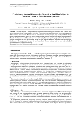 Prediction of Nominal Compressive Strength in Steel Piles Subject to Corrosion Losses: a Finite Element Approach