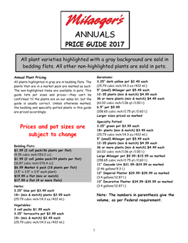 Prices and Pot Sizes Are Subject to Change