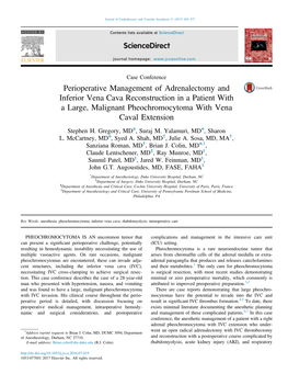 Perioperative Management of Adrenalectomy and Inferior Vena Cava Reconstruction in a Patient with a Large, Malignant Pheochromocytoma with Vena Caval Extension