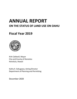 Annual Report on the Status of Land Use on Oahu, Fiscal Year 2019