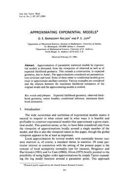 Approximating Exponential Models*