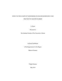 Effect of Inclusion of Nanofibers on Rolling Resistance And